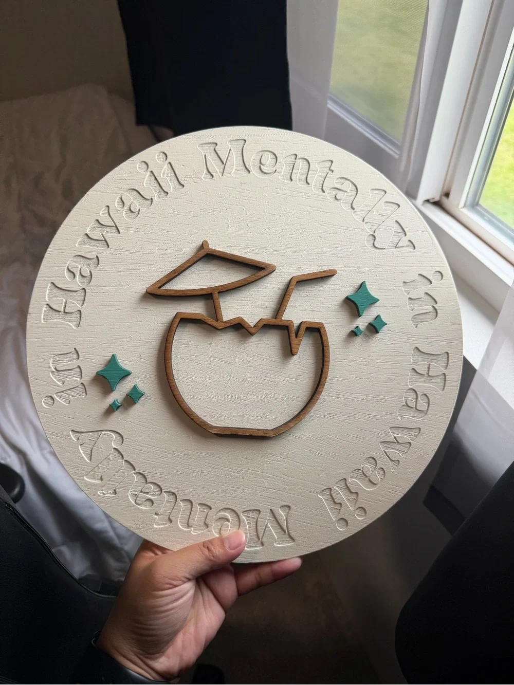 12 inch “Mentally in Hawaii” Hanging Wood Sign